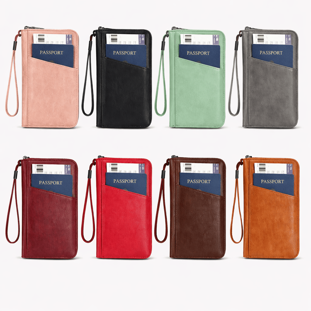 Porte passeport de voyage RFID en cuir PU