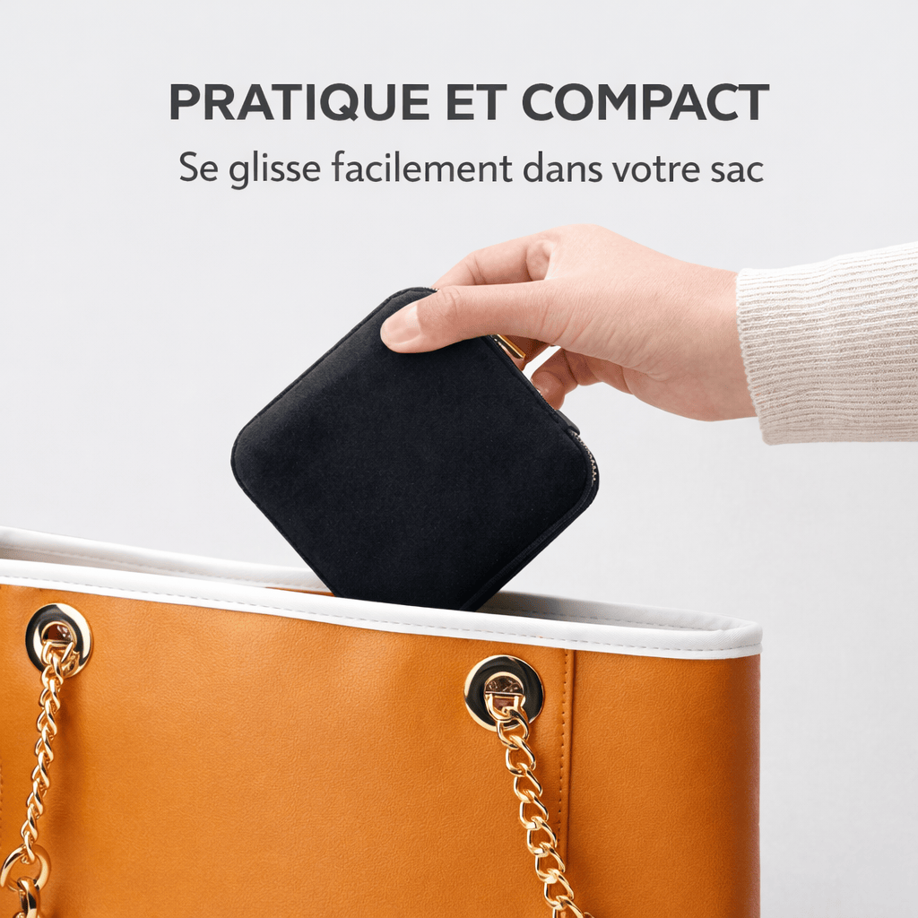 Boîte à bijoux vintage en velours avec miroir