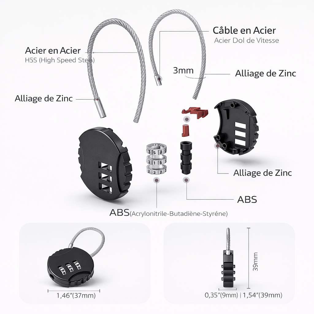 Cadenas rond pour valise