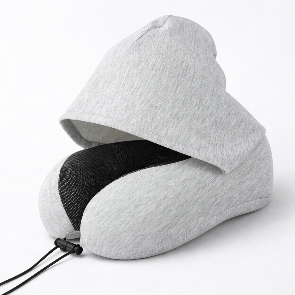 Coussin de voyage avec capuche intégrée