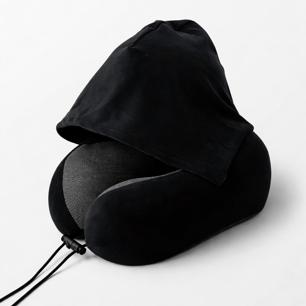 Coussin de voyage avec capuche intégrée