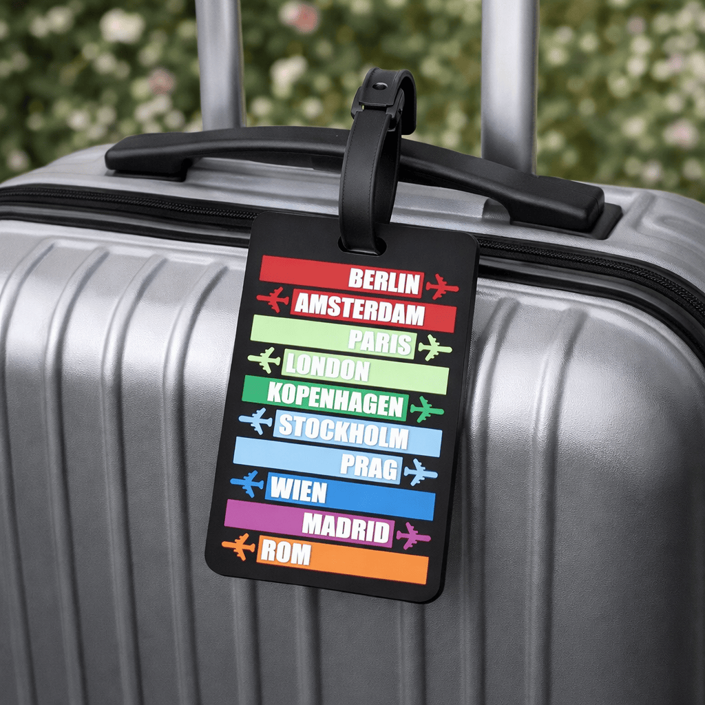Etiquette destination pour valise