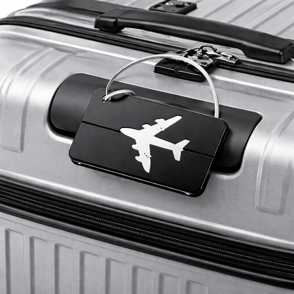 Étiquette métallique pour valise