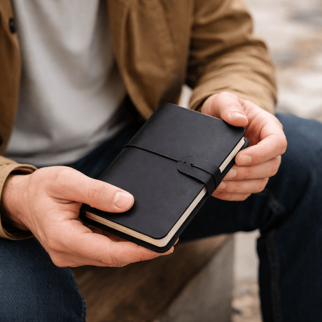 Journal de voyage en cuir vintage
