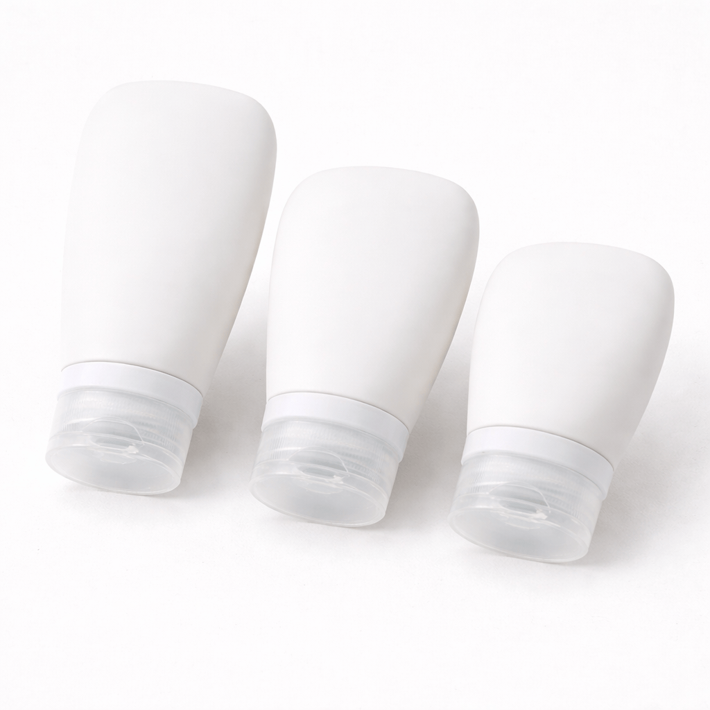 Lot 3 flacons cosmétiques en silicone