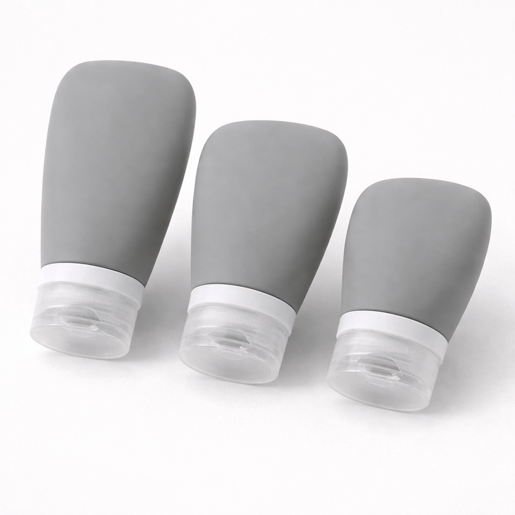 Lot 3 flacons cosmétiques en silicone