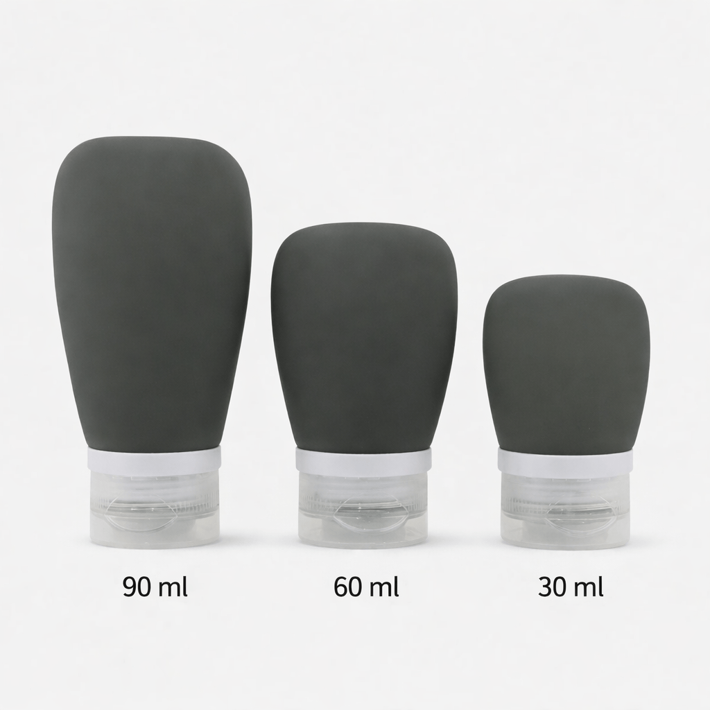 Lot 3 flacons cosmétiques en silicone