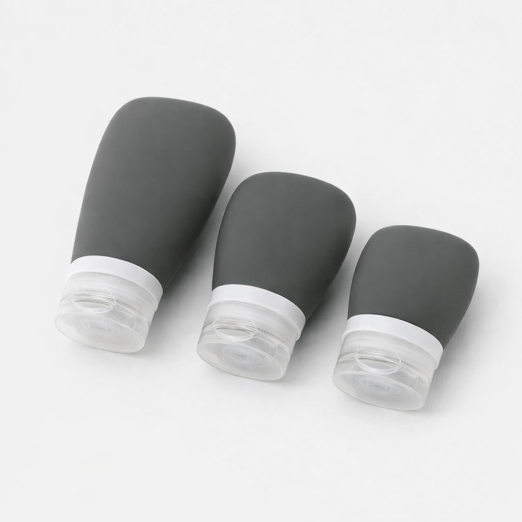 Lot 3 flacons cosmétiques en silicone