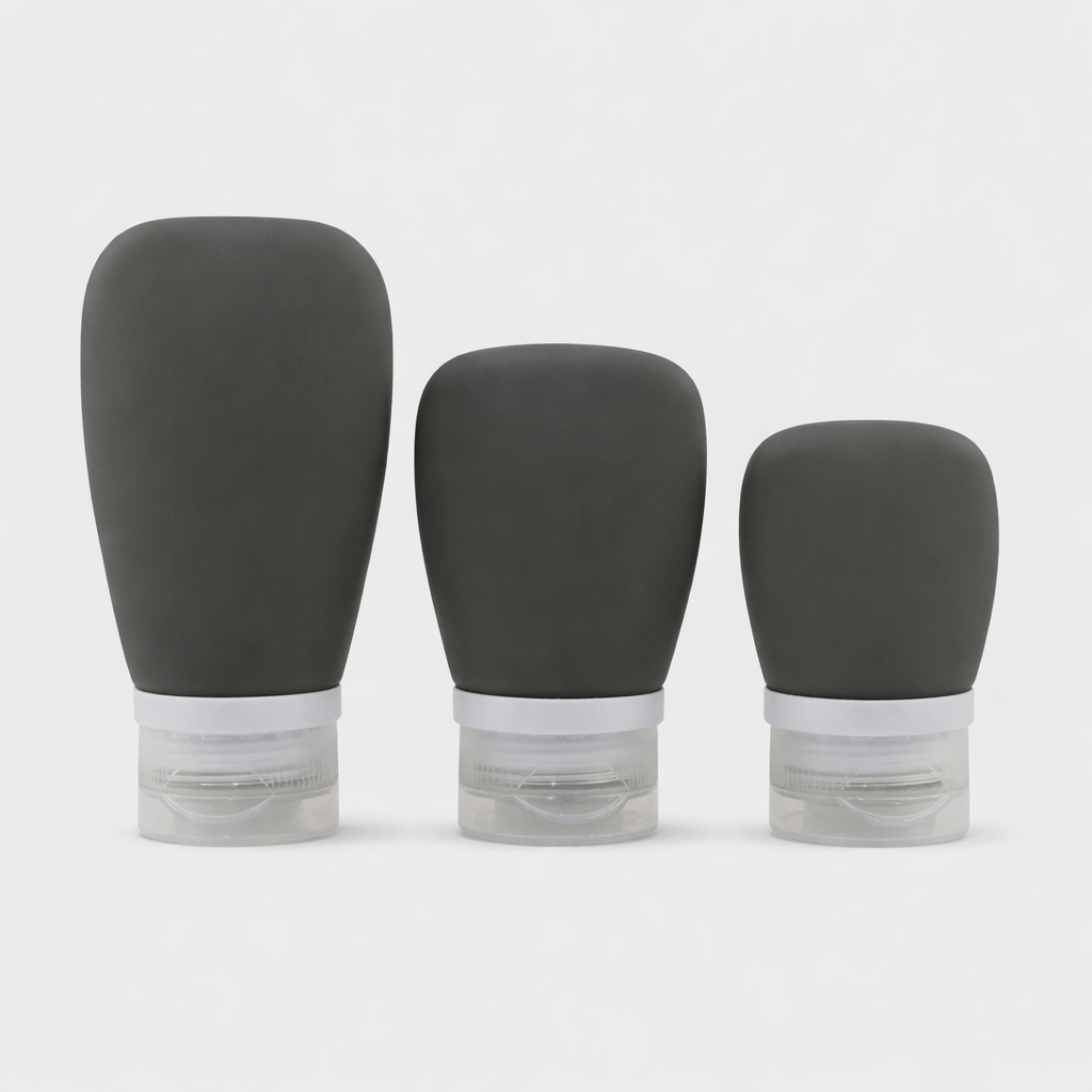 Lot 3 flacons cosmétiques en silicone