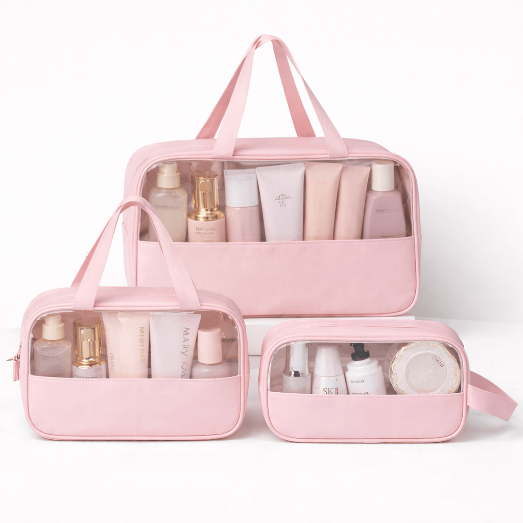 Lot 3 trousse de toilette chic transparente
