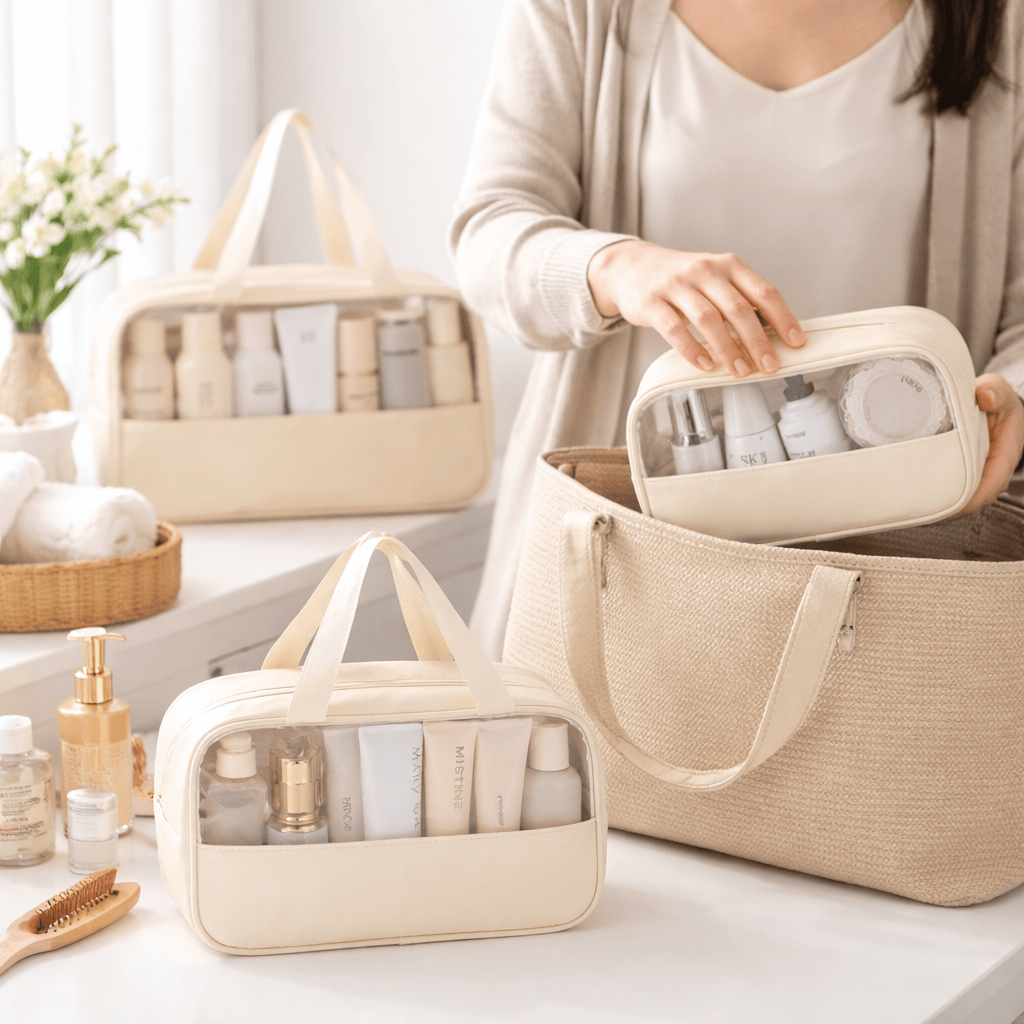 Lot 3 trousse de toilette chic transparente