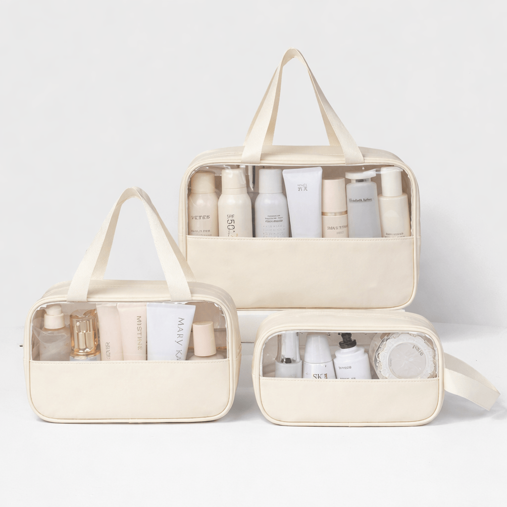 Lot 3 trousse de toilette chic transparente