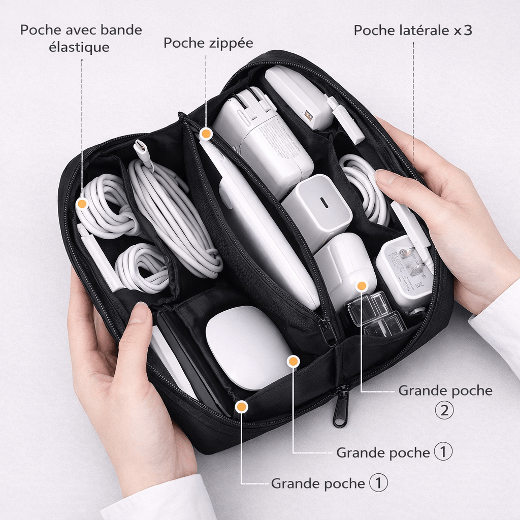 Organisateur USB portable sac rangement câbles souris et écouteurs