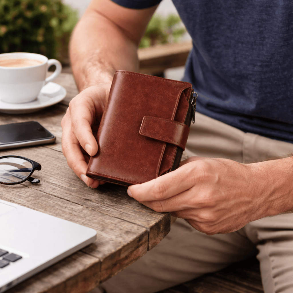 Porte monnaie homme en cuir RFID