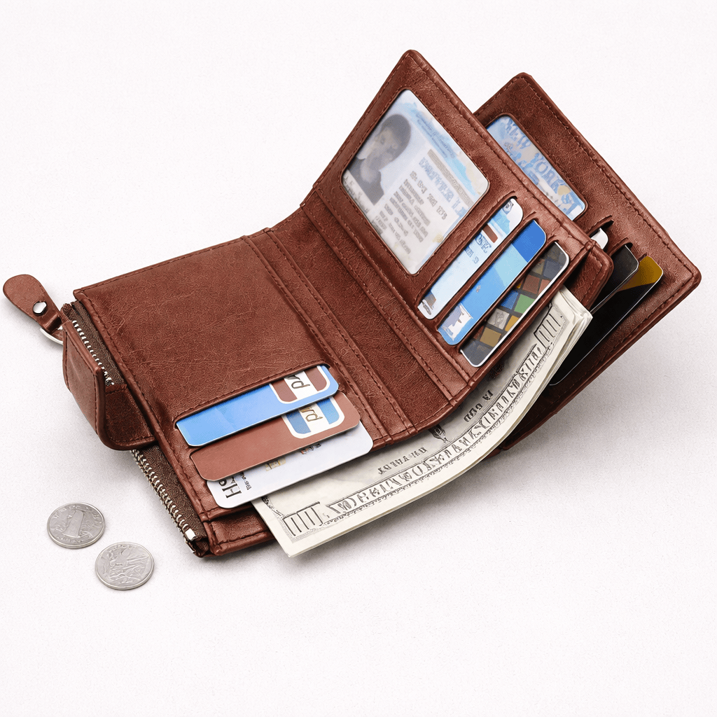 Porte monnaie homme en cuir RFID