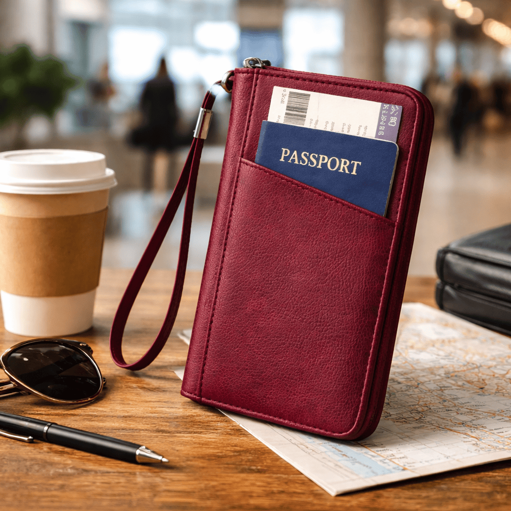 Porte passeport de voyage RFID en cuir PU