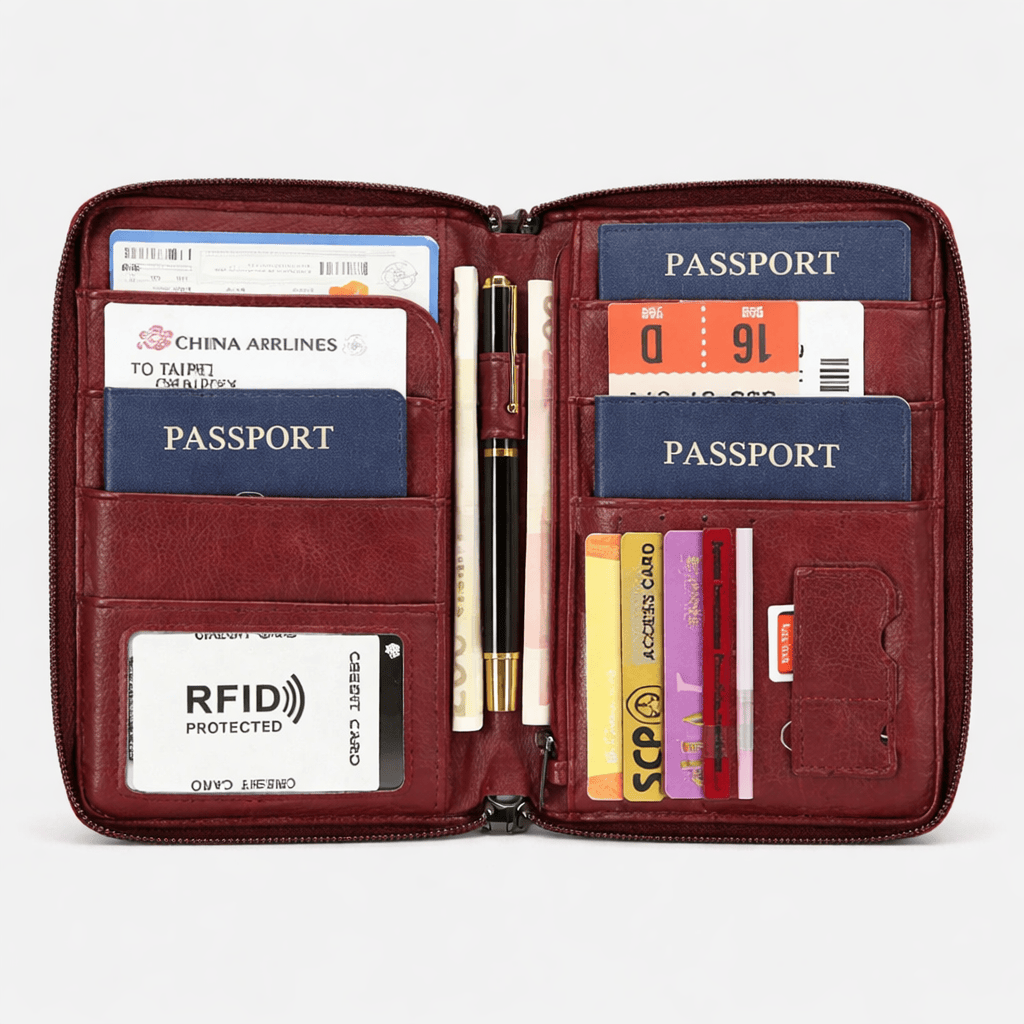 Porte passeport de voyage RFID en cuir PU