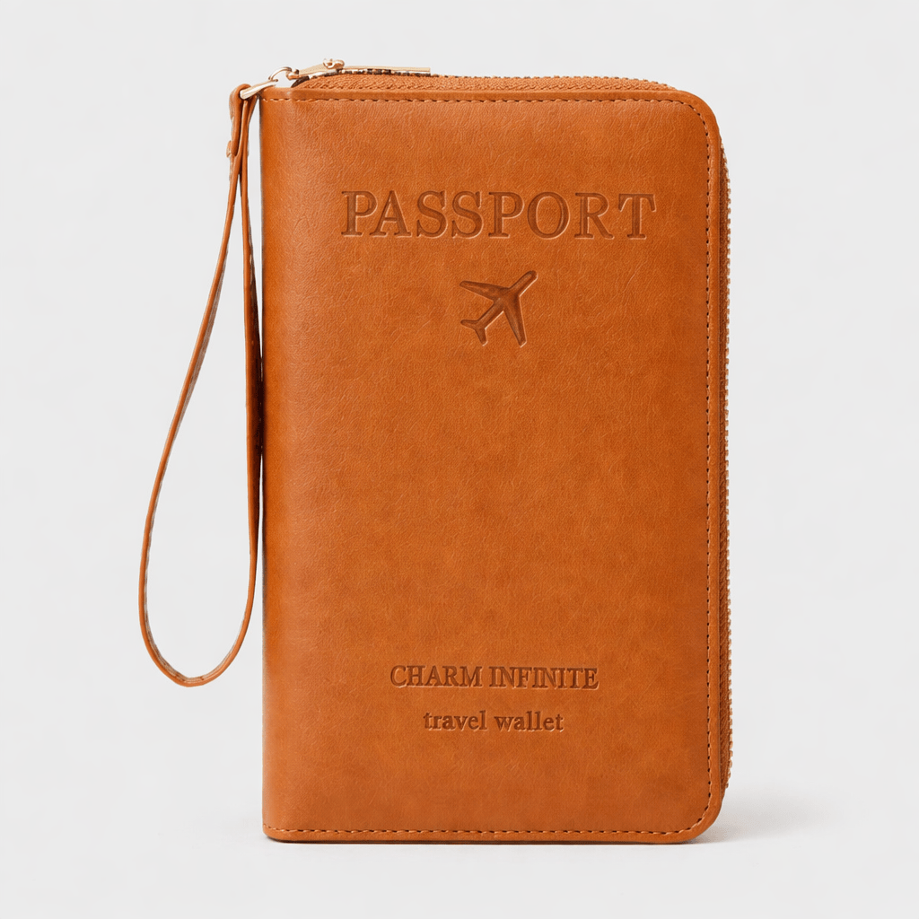 Porte passeport RFID avec fermeture éclair et bracelet