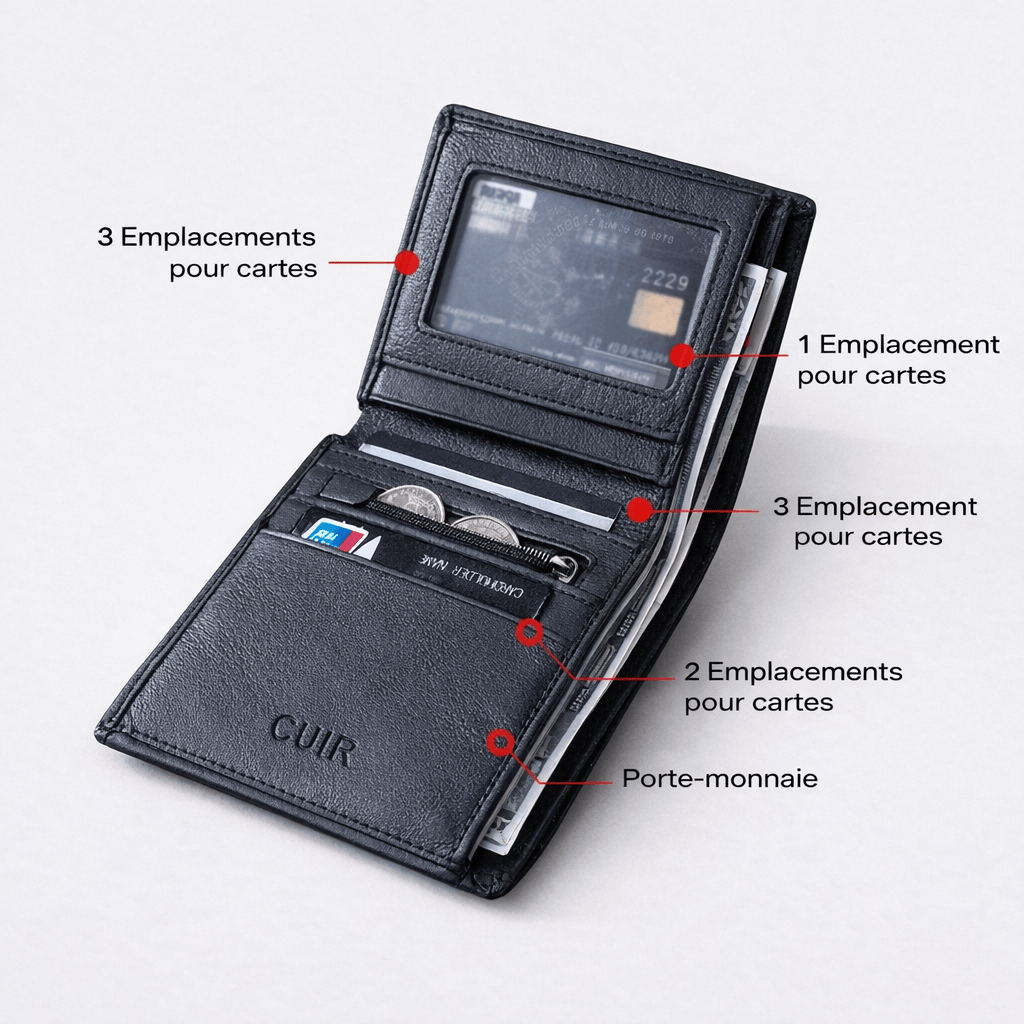 Portefeuille homme en cuir véritable RFID