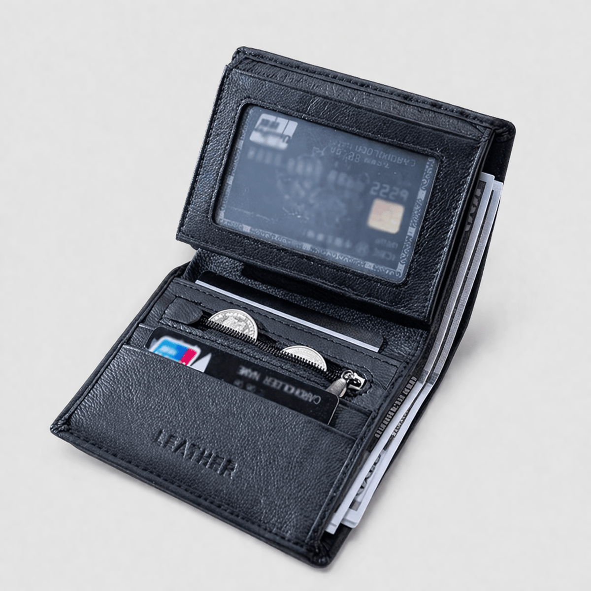 Portefeuille homme en cuir véritable RFID
