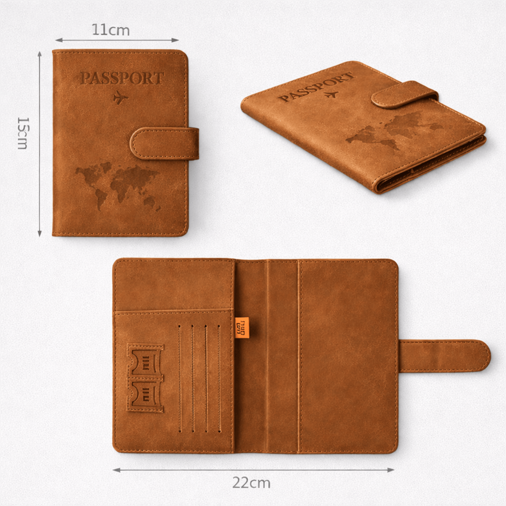 Protège passeport RFID en cuir