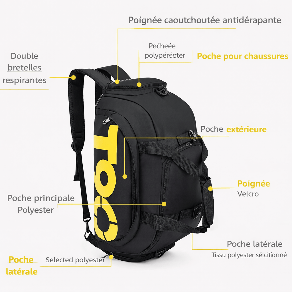 Sac de sport 2-en-1 : sac à dos et sac de voyage