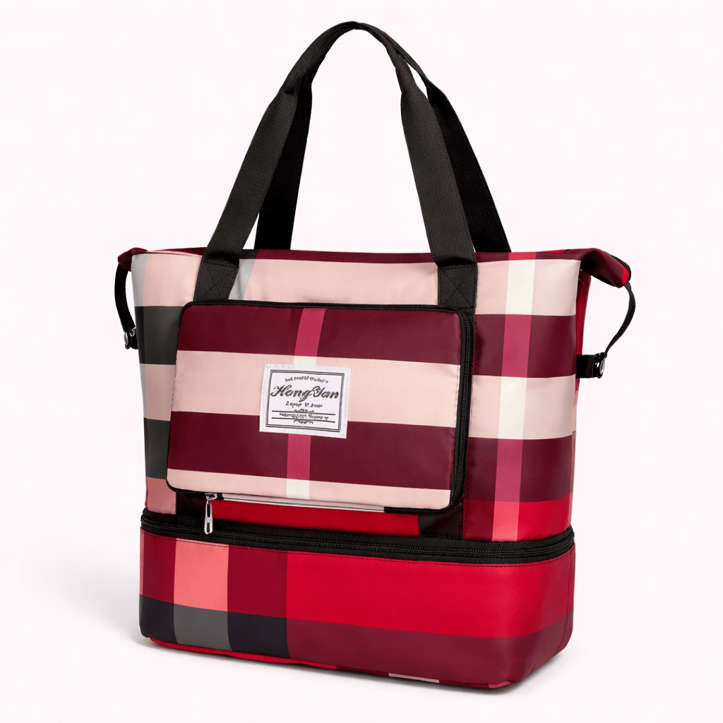 Sac de voyage à carreaux compartiment pour chaussure