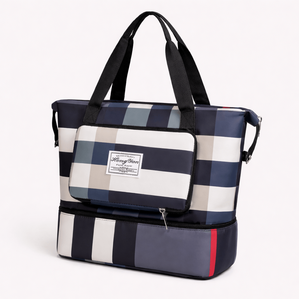 Sac de voyage à carreaux compartiment pour chaussure