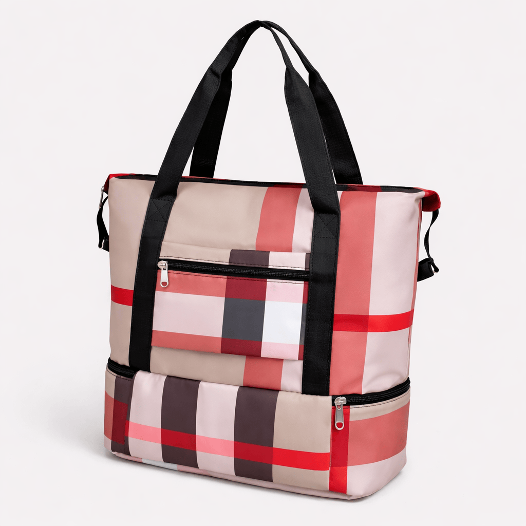 Sac de voyage à carreaux compartiment pour chaussure
