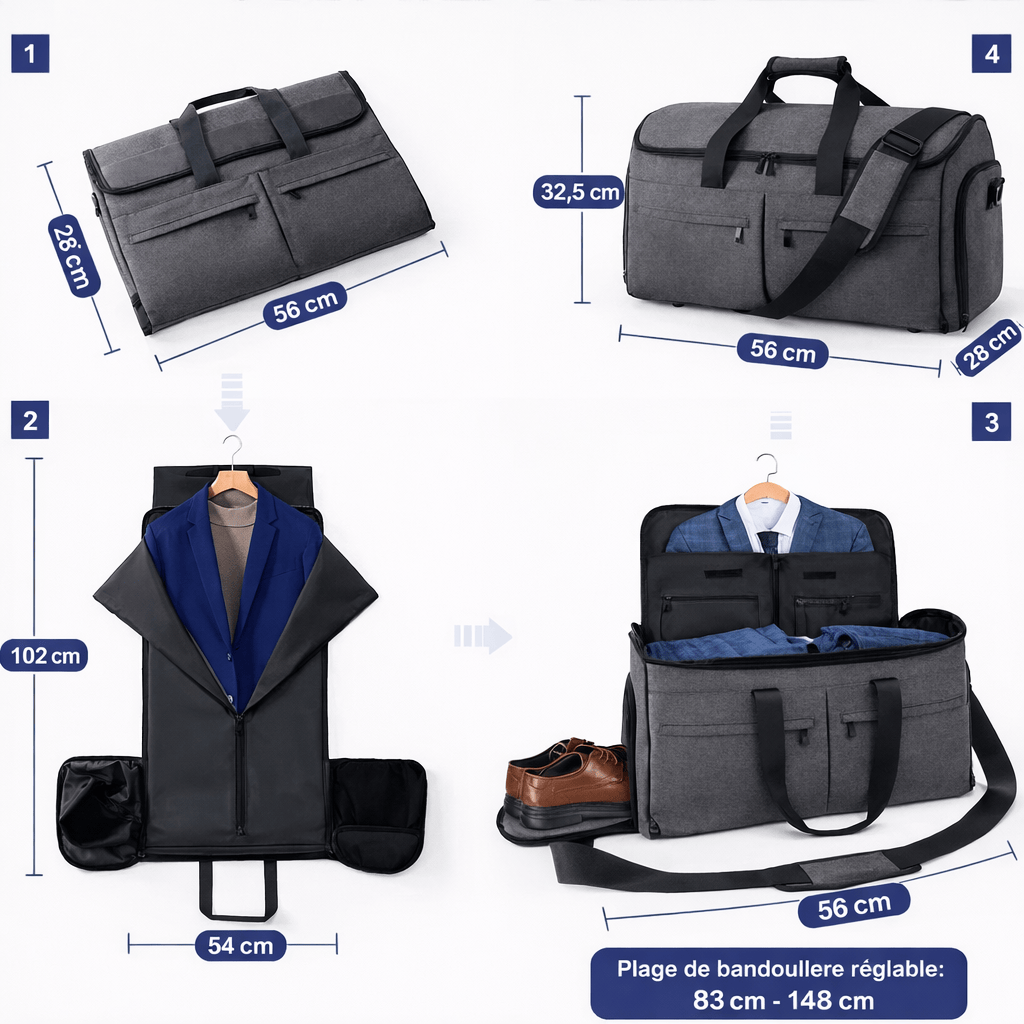 Sac grande capacité 2-1 chaussure & costume