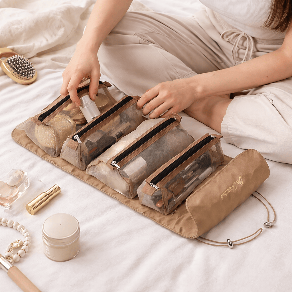 Trousse de toilette enroulable