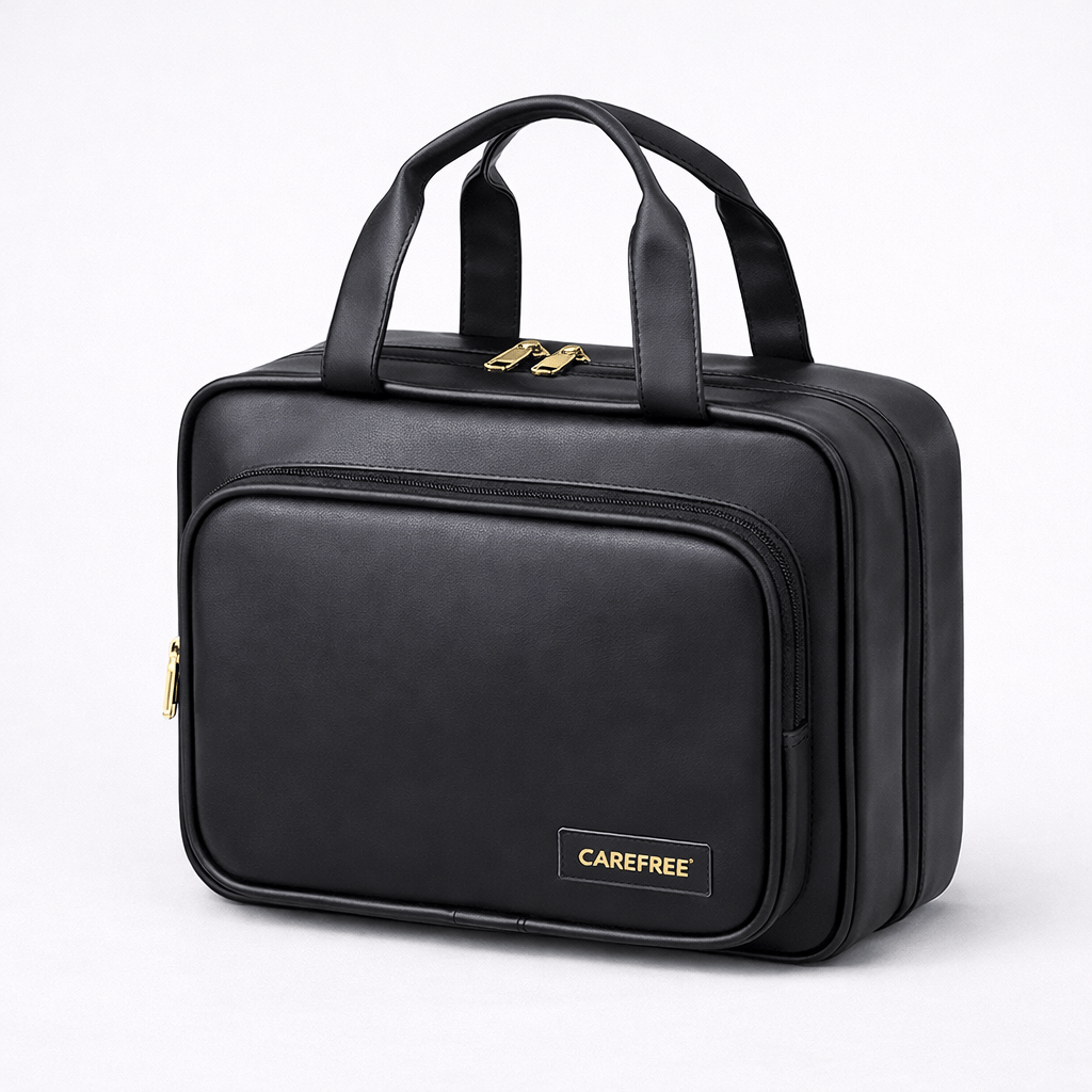 Trousse de toilette pliable avec poignée