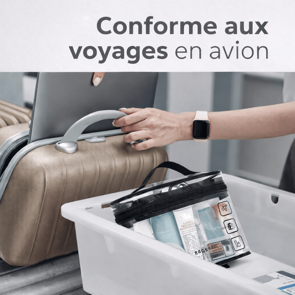 Trousse de toilette transparente pour avion