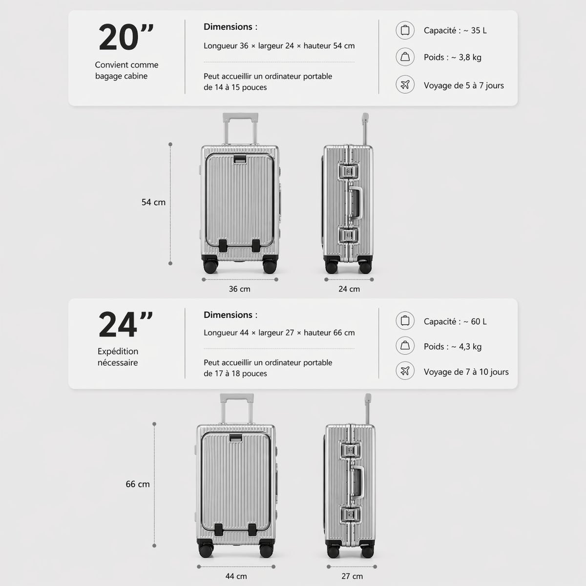 Valise cabine aluminium