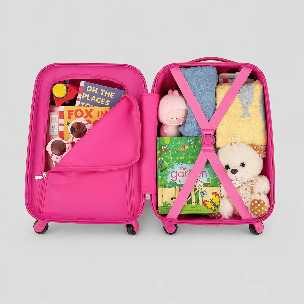 Valise enfant rose motif oiseaux