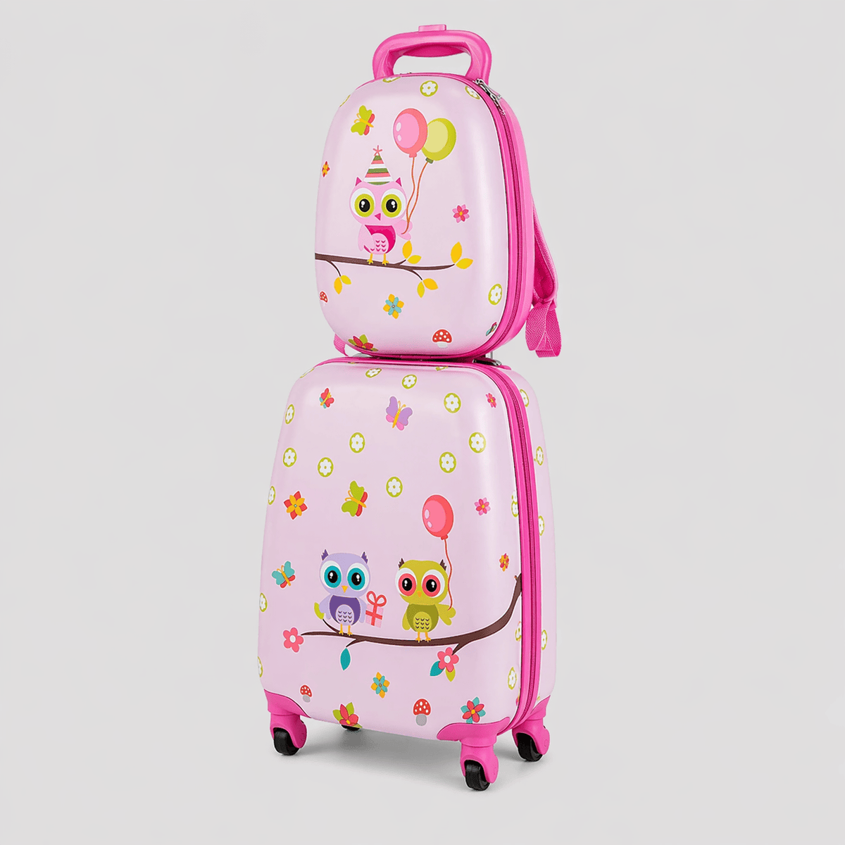 Valise enfant rose motif oiseaux