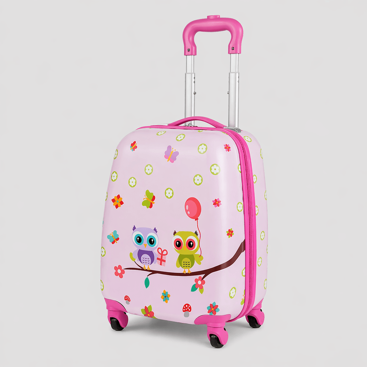 Valise enfant rose motif oiseaux