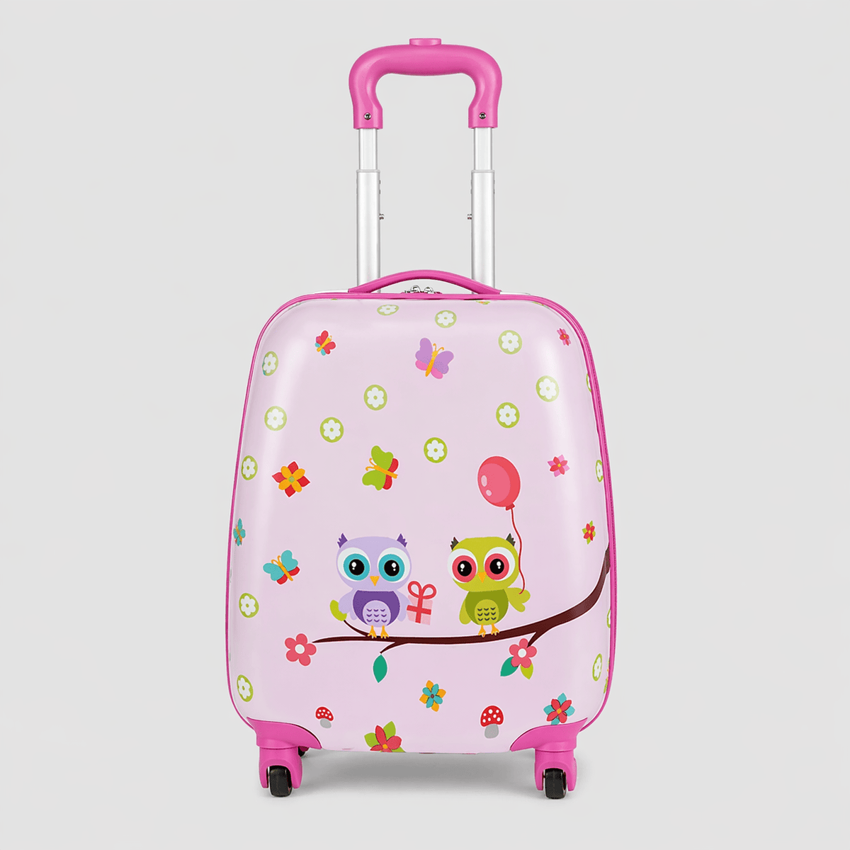 Valise enfant rose motif oiseaux