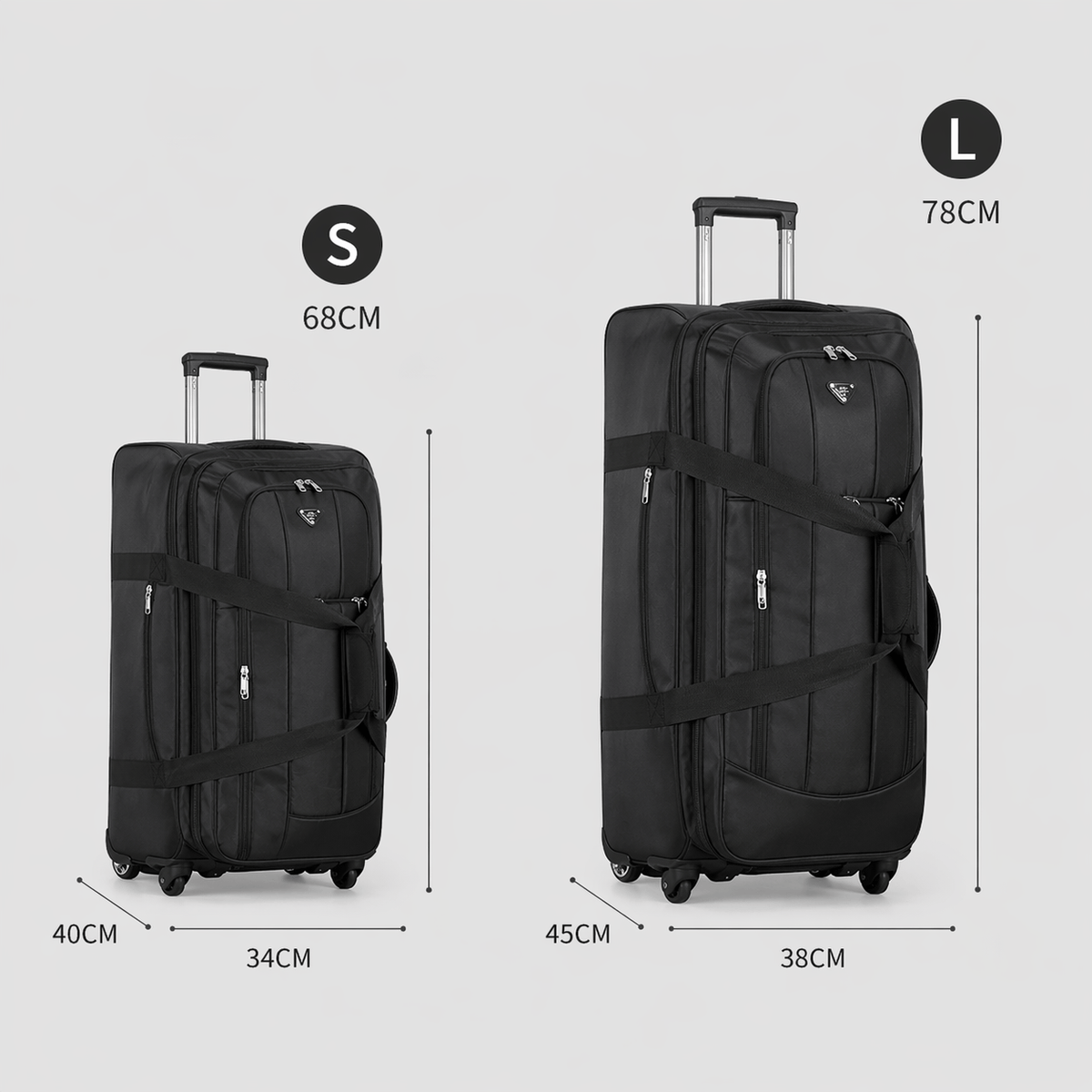 Valise souple roulettes